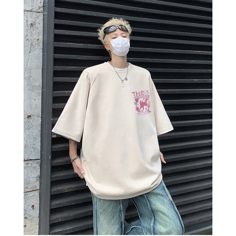 【CEXUリーズ】Tシャツ 半袖 男女兼用 大きいサイズ スエード 猫柄 4色展開 ブラック グレー