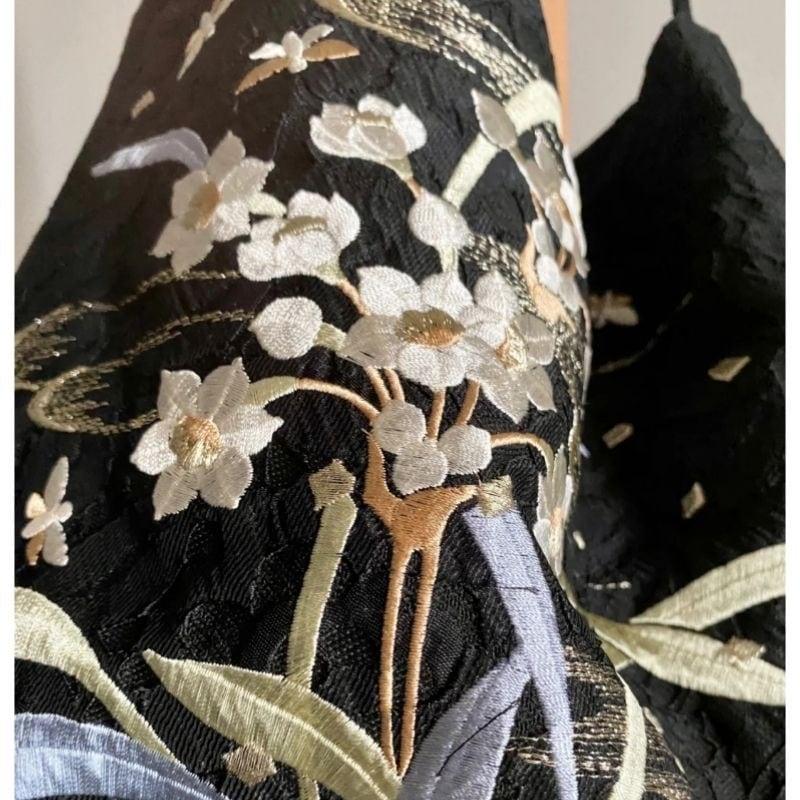 【DDMシリーズ】★チャイナ風バッグ★ 刺繍 肩掛け 花柄 可愛い 通勤 デート 黒 ブラック 合わせやすい - ChinChic