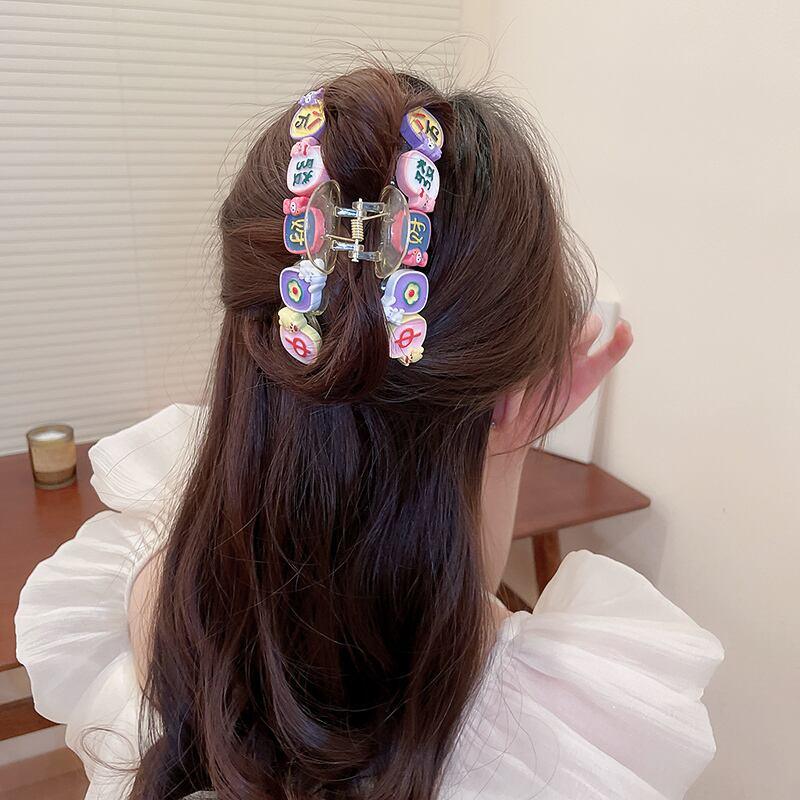 【DREJEWシリーズ】★髪飾り★ ヘアクリップ レディース アクセサリー 彩 可愛い 文字柄 デート 通勤 通学 流行 トレンド おしゃれ - ChinChic