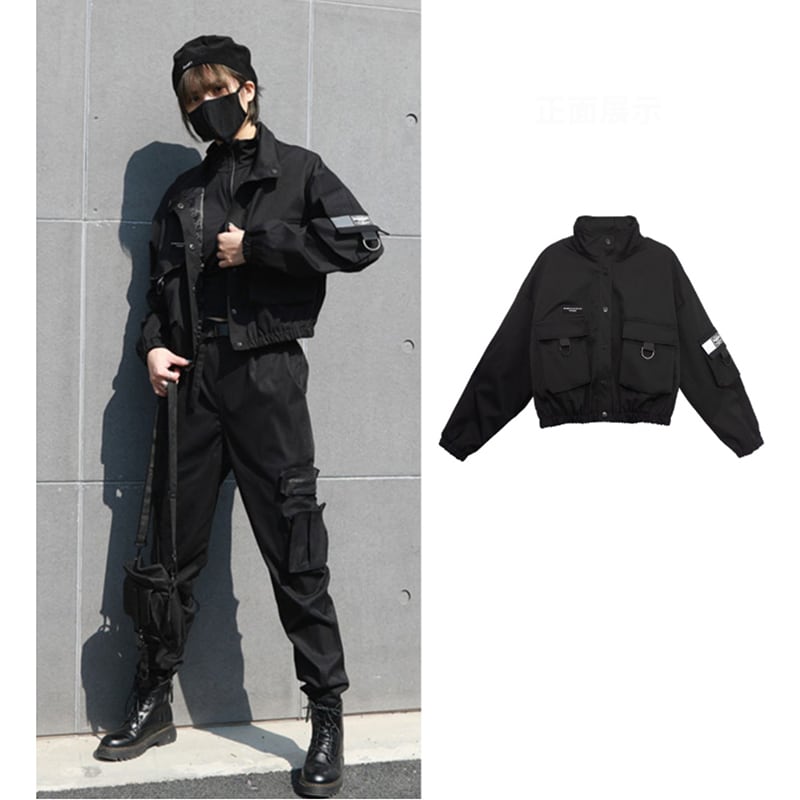 【HEIDIANシリーズ】ショート丈アウター ジャケット おしゃれ デザイン性あり ブラック 黒 M L XL 2XL