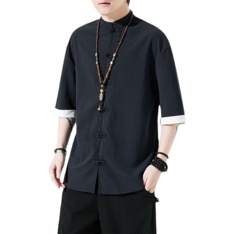 【JUNYIシリーズ】チャイナ風シャツ トップス 5色 男女兼用 メンズ 大きいサイズ シンプル 中華服