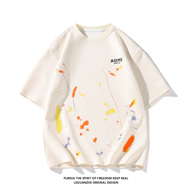 【BIGEMANシリーズ】カジュアル 半袖 Tシャツ 男女兼用 メンズ 大きいサイズ 落書き 2カラー トップス