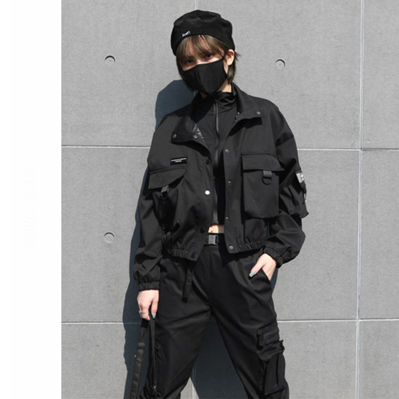 【HEIDIANシリーズ】ショート丈アウター ジャケット おしゃれ デザイン性あり ブラック 黒 M L XL 2XL