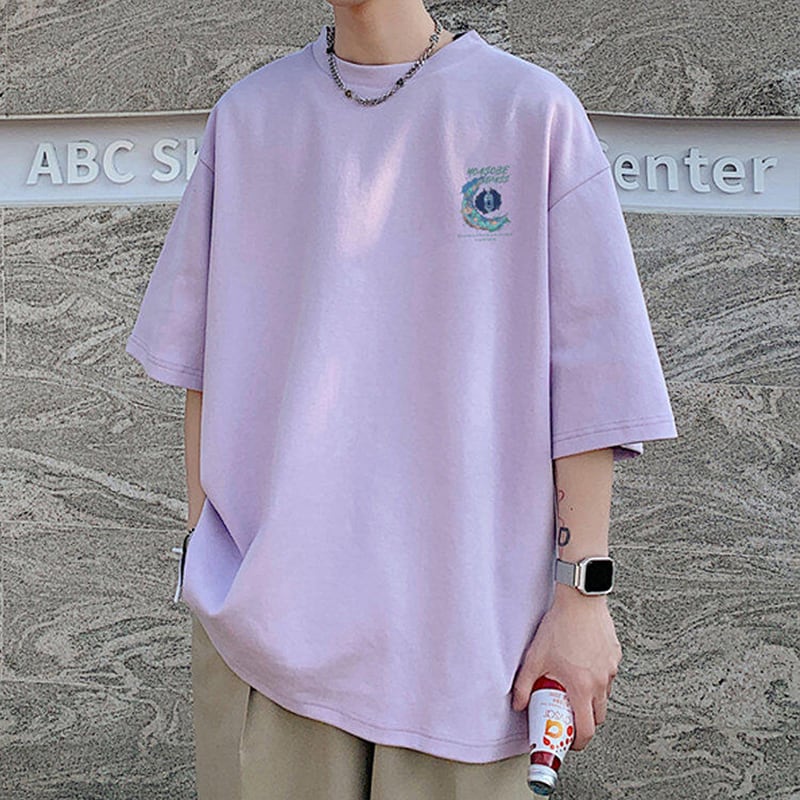 【PGリーズ】6色展開 半袖Tシャツ 月柄 男女兼用 大きいサイズ コットン トップス
