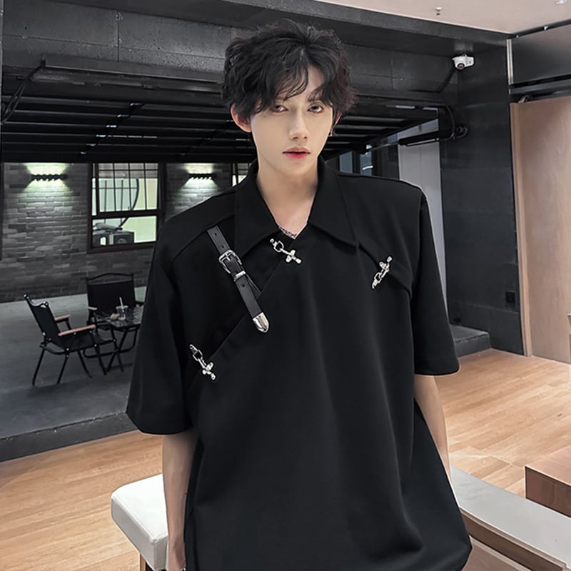【ZHUIYIシリーズ】半袖Tシャツ トップス メンズ レディース 2色展開 デザイン性あり おしゃれ カジュアル 黒 白