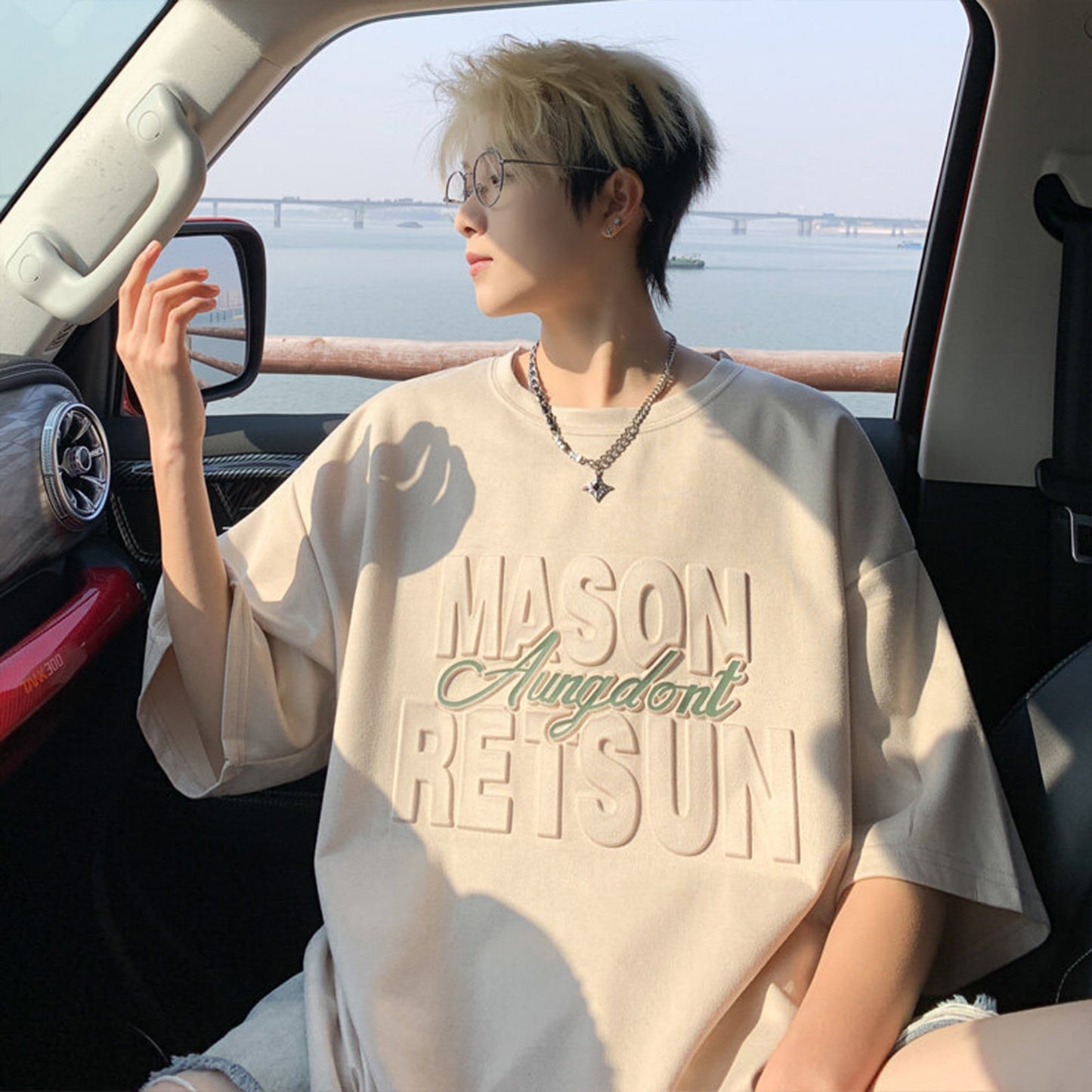 【PPGシリーズ】5カラー トップス 男女兼用 メンズ 大きいサイズ スエード アルファベット Tシャツ