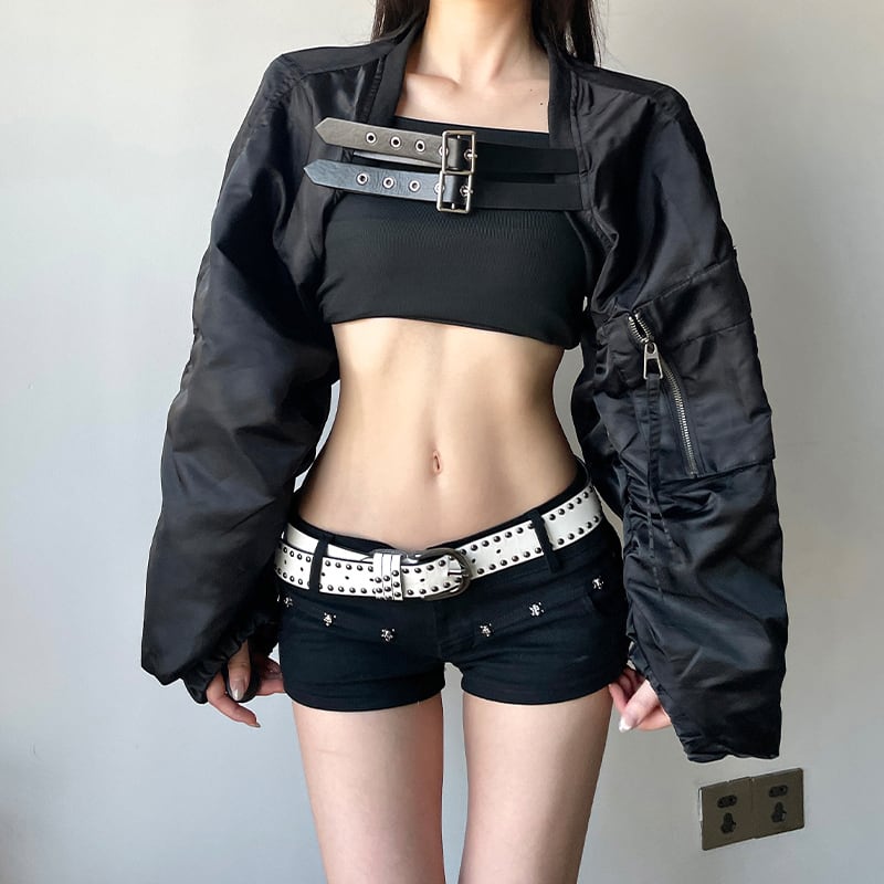 【GAGAOPTシリーズ】着痩せ セクシー レディース アウター トップス ブラック かっこいい