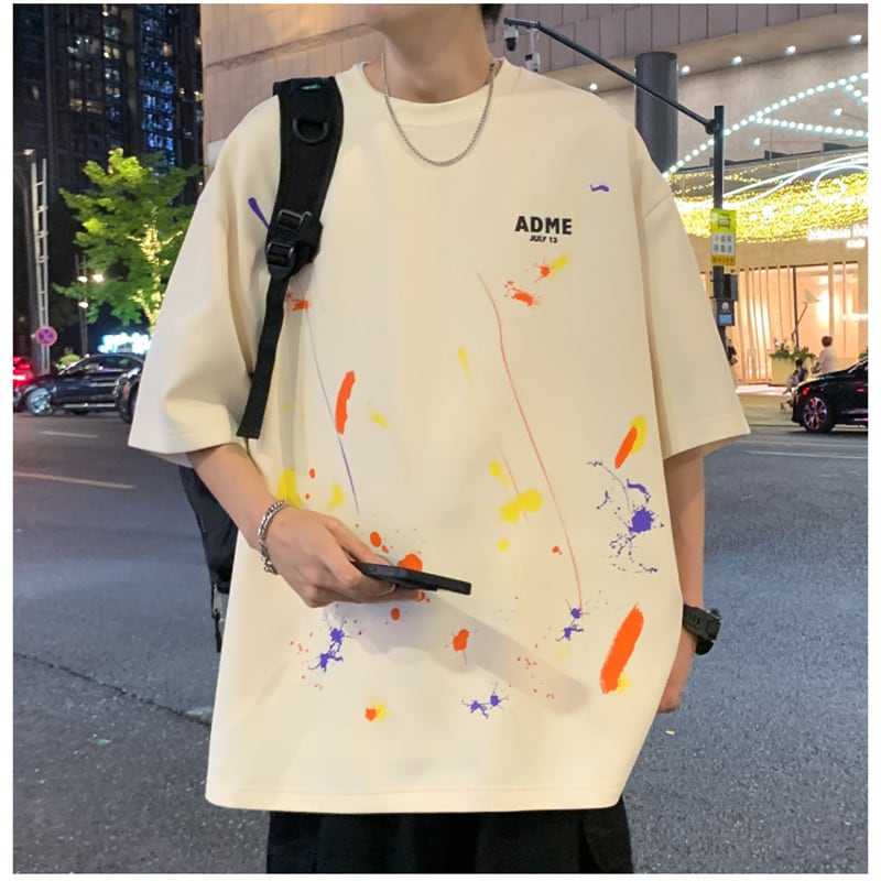 【BIGEMANシリーズ】カジュアル 半袖 Tシャツ 男女兼用 メンズ 大きいサイズ 落書き 2カラー トップス