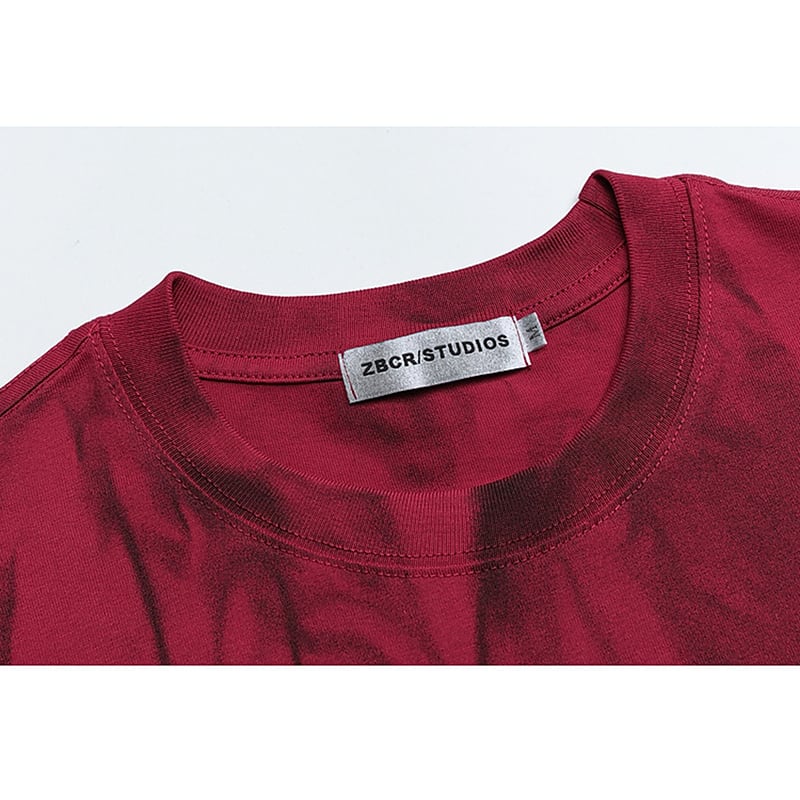 【悟シリーズ】Tシャツ 2色 トップス プリント 男女兼用 メンズ コットン 絞り染め ワインレッド ホワイト