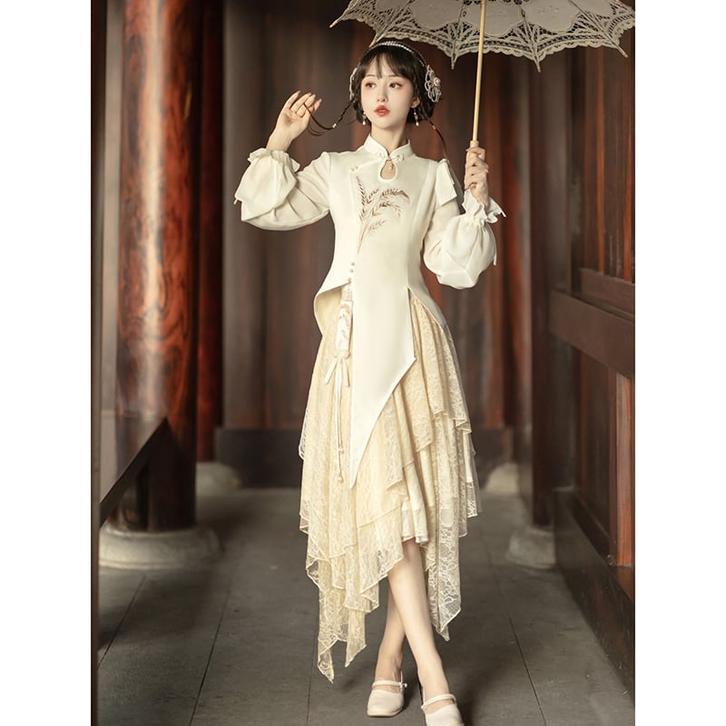 【塵煙雲夢シリーズ】チャイナ風セットアップ トップス スカート 中華服 可愛い ワンピース レディースファッション