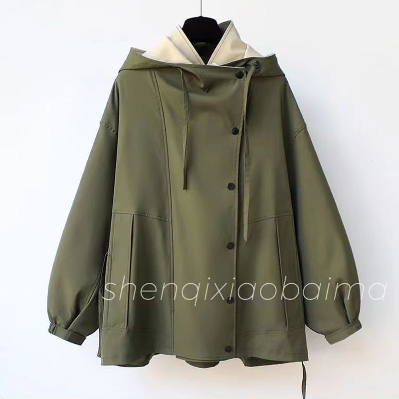 【SHENQIシリーズ】3色 フェイクレイヤード 帽子付き レディース アウター ジャケット