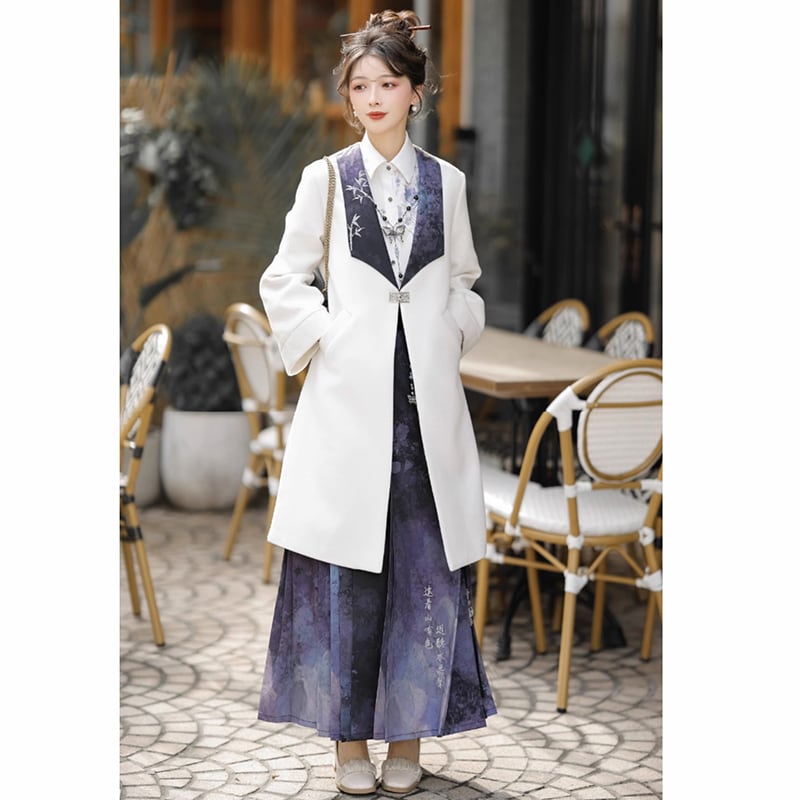【塵煙雲夢---畫影シリーズ】チャイナ風シャツ トップス 中華服 長袖シャツ 普段着 水墨柄 可愛い おしゃれ