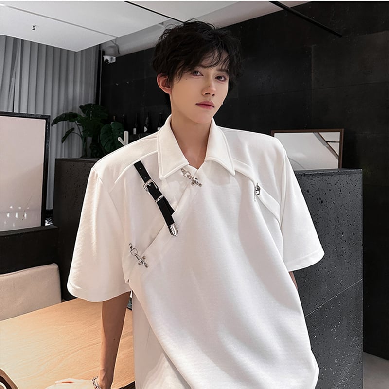 【ZHUIYIシリーズ】半袖Tシャツ トップス メンズ レディース 2色展開 デザイン性あり おしゃれ カジュアル 黒 白
