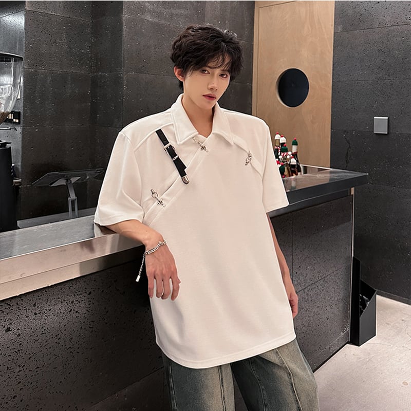 【ZHUIYIシリーズ】半袖Tシャツ トップス メンズ レディース 2色展開 デザイン性あり おしゃれ カジュアル 黒 白