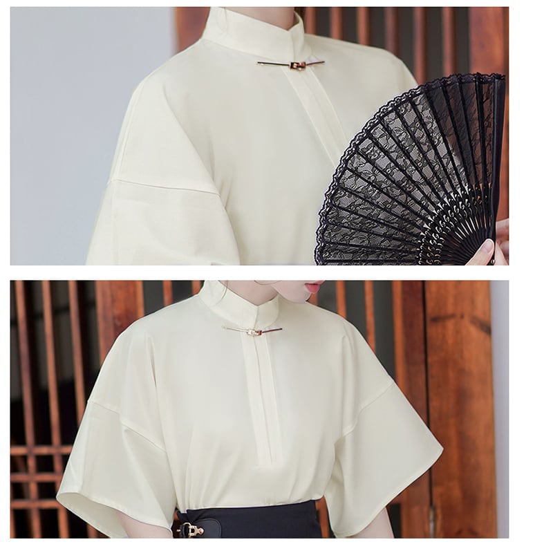 【BRMFUGUシリーズ】チャイナ風シャツ トップス 気質アップ 中華服 レトロ シンプル レディース 春夏ファッション