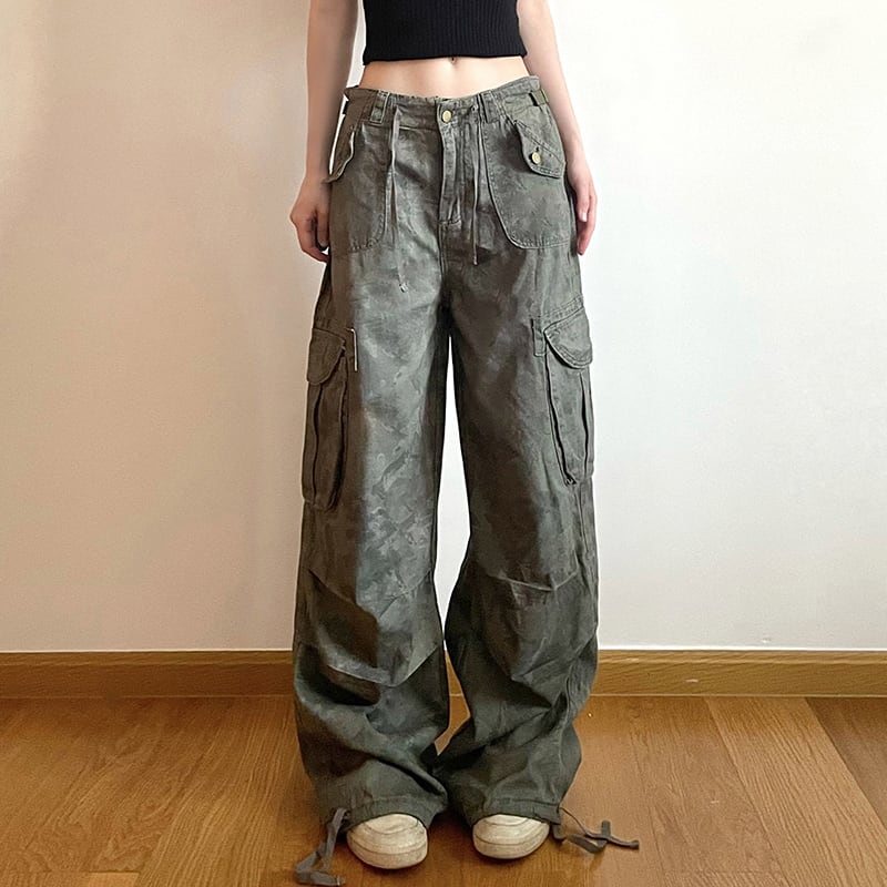 【WEEKEEPシリーズ】カジュアルパンツ レディース レトロ 迷彩柄 ワークパンツ カーゴパンツ ズボン ボトムス