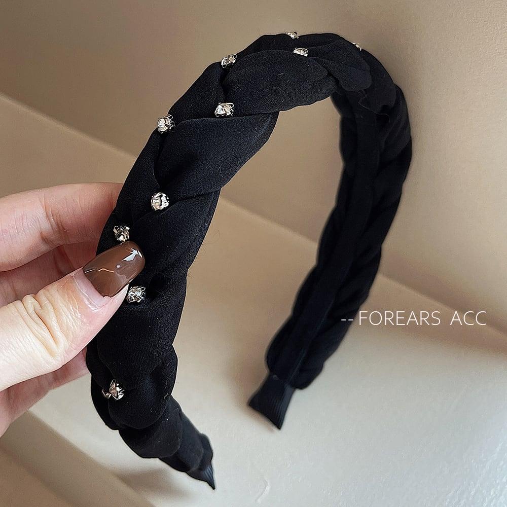 【FOREARSシリーズ】★カチューシャ★ 髪飾り レディースアクセサリー セーム革絨 シンプル ブラック 黒い - ChinChic