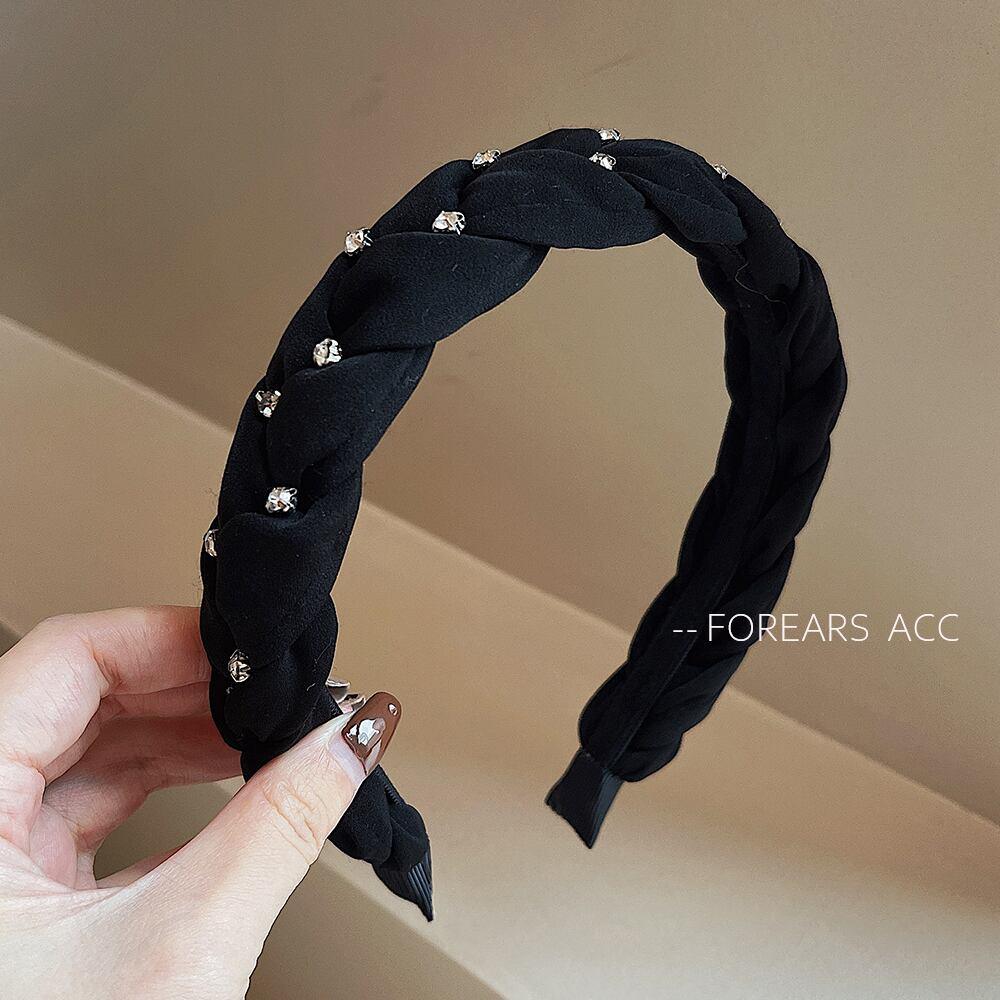【FOREARSシリーズ】★カチューシャ★ 髪飾り レディースアクセサリー セーム革絨 シンプル ブラック 黒い - ChinChic