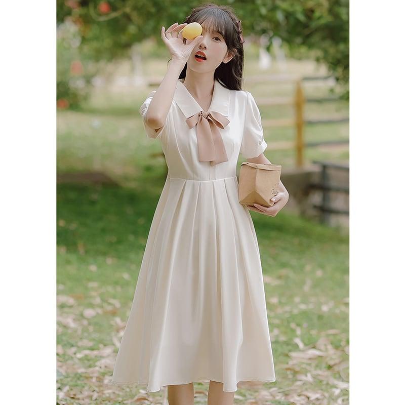 【HANXUANWEIシリーズ】★ワンピース★ レディースファッション 夏服 リボン付き デート 通勤 気質アップ - ChinChic