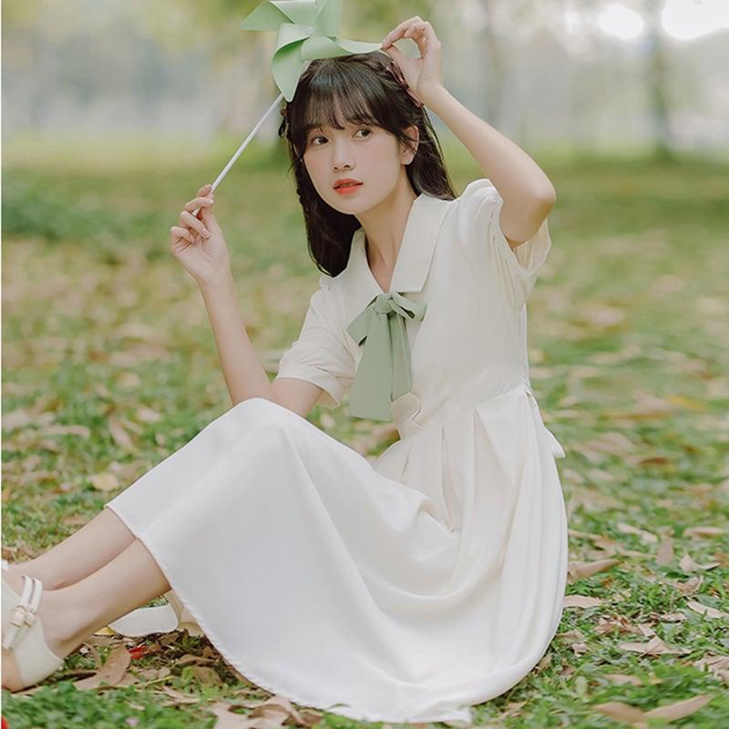 【HANXUANWEIシリーズ】★ワンピース★ レディースファッション 夏服 リボン付き デート 通勤 気質アップ - ChinChic