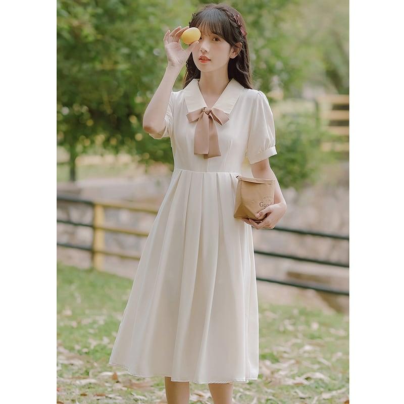 【HANXUANWEIシリーズ】★ワンピース★ レディースファッション 夏服 リボン付き デート 通勤 気質アップ - ChinChic