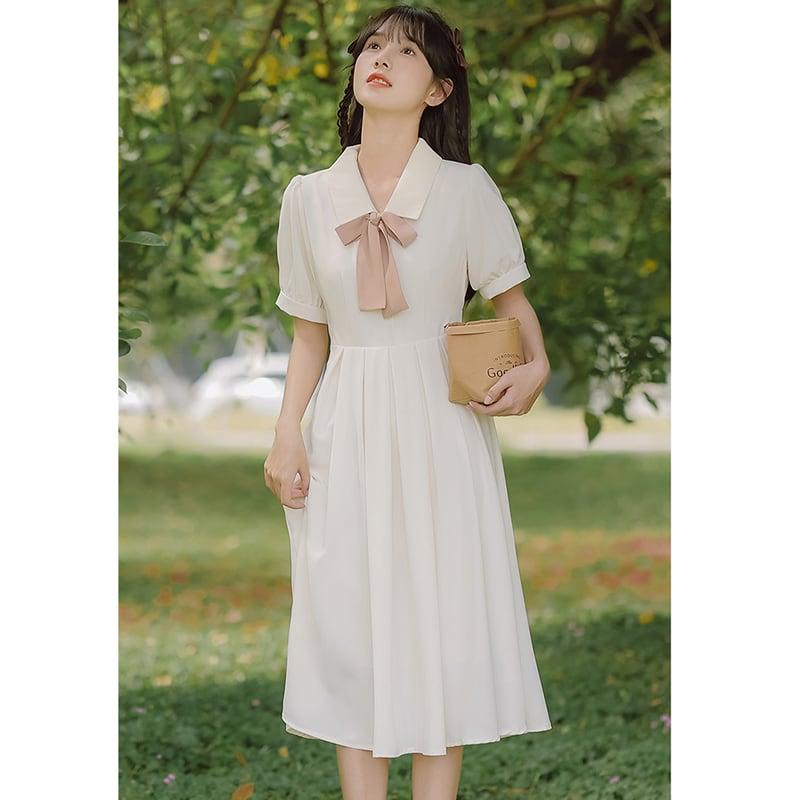 【HANXUANWEIシリーズ】★ワンピース★ レディースファッション 夏服 リボン付き デート 通勤 気質アップ - ChinChic
