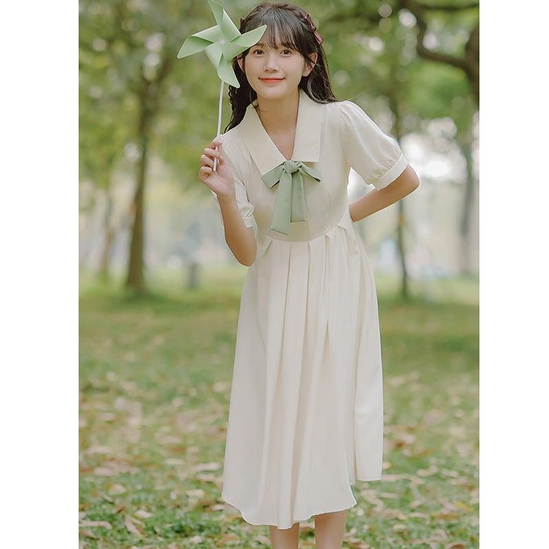 【HANXUANWEIシリーズ】★ワンピース★ レディースファッション 夏服 リボン付き デート 通勤 気質アップ - ChinChic