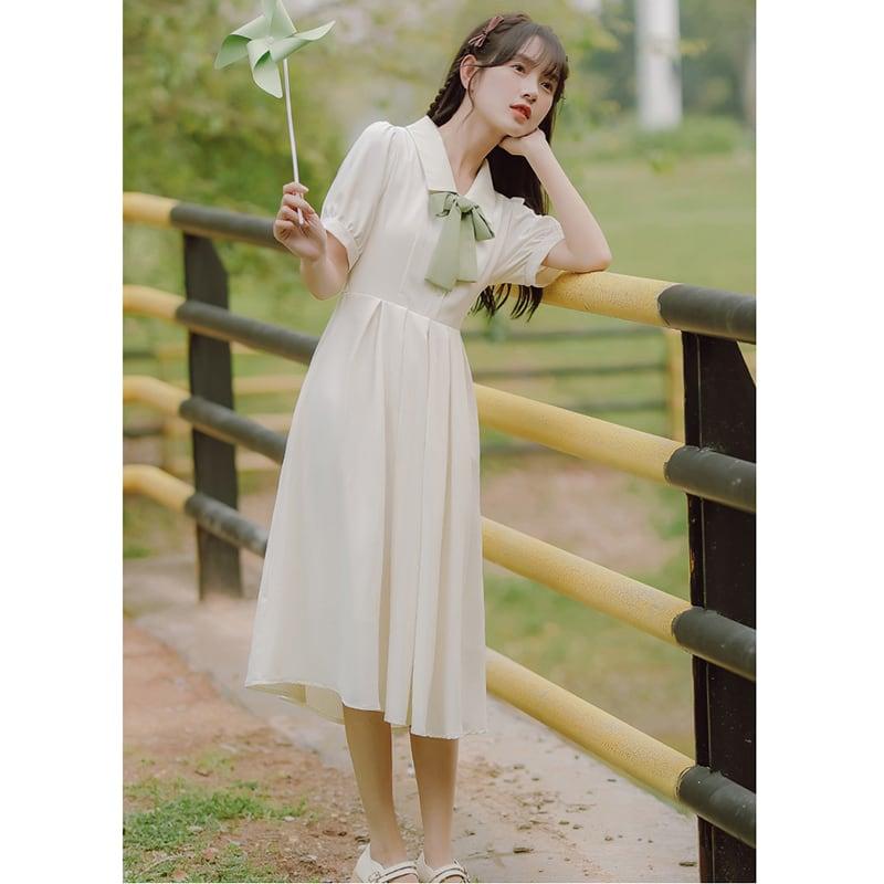 【HANXUANWEIシリーズ】★ワンピース★ レディースファッション 夏服 リボン付き デート 通勤 気質アップ - ChinChic