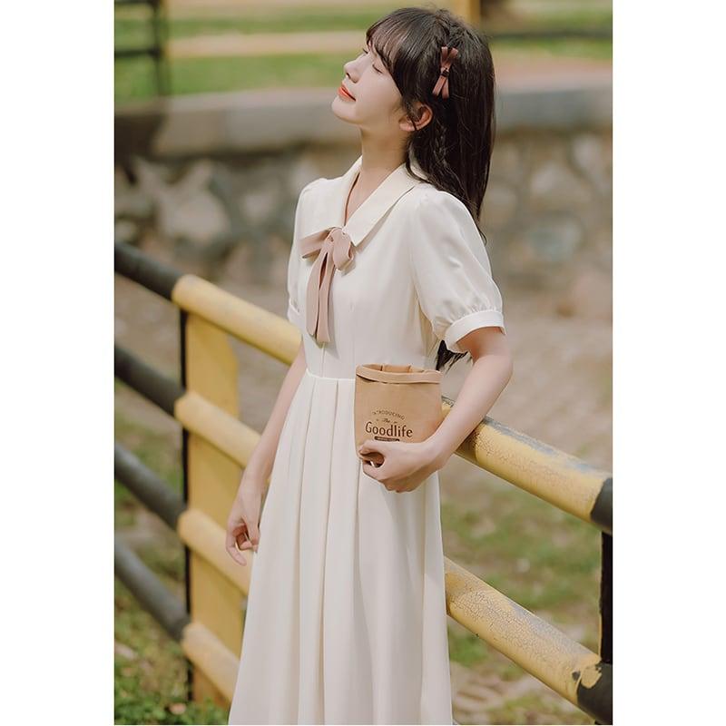 【HANXUANWEIシリーズ】★ワンピース★ レディースファッション 夏服 リボン付き デート 通勤 気質アップ - ChinChic