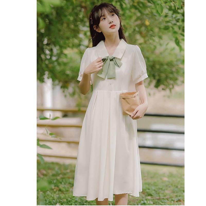 【HANXUANWEIシリーズ】★ワンピース★ レディースファッション 夏服 リボン付き デート 通勤 気質アップ - ChinChic