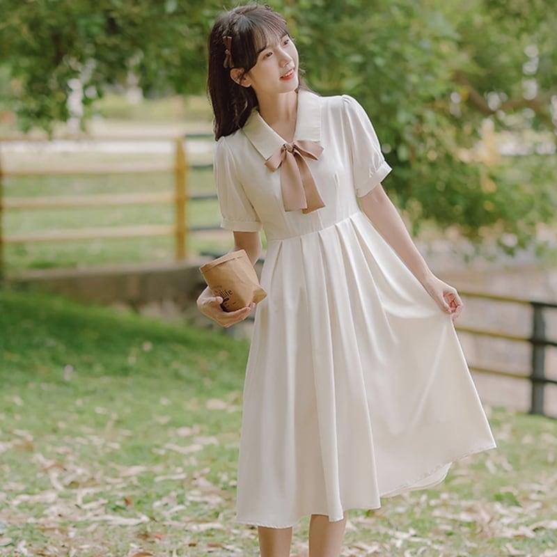 【HANXUANWEIシリーズ】★ワンピース★ レディースファッション 夏服 リボン付き デート 通勤 気質アップ - ChinChic