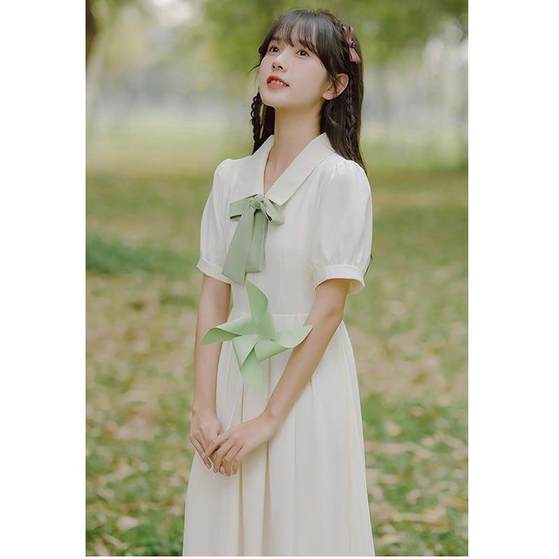 【HANXUANWEIシリーズ】★ワンピース★ レディースファッション 夏服 リボン付き デート 通勤 気質アップ - ChinChic