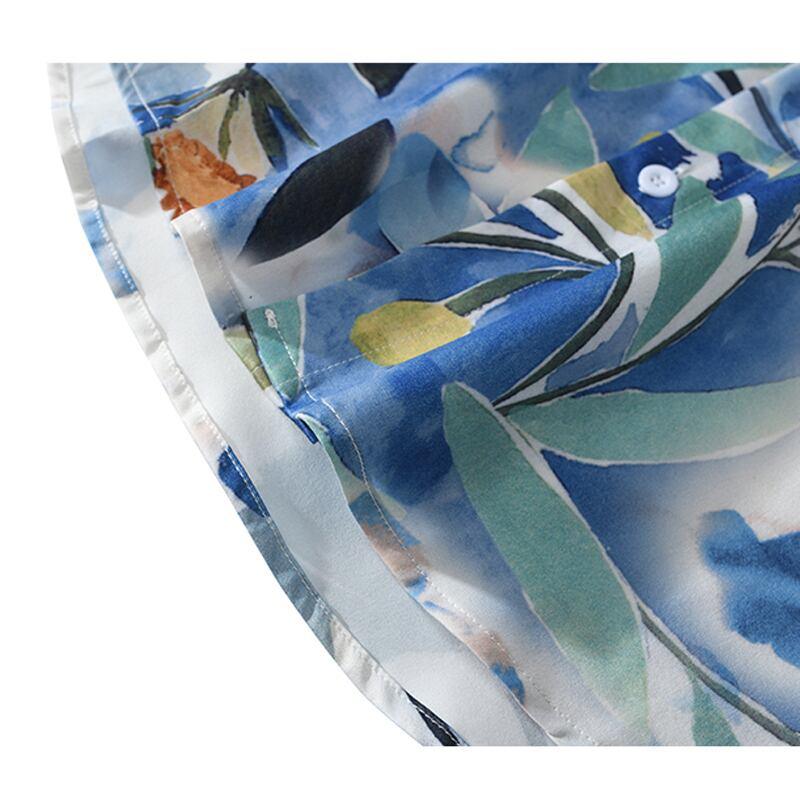【JINKESENシリーズ】★油絵風シャツ★ トップス 春夏 薄い S M L XL 2XL 男女兼用 メンズ 合わせやすい 青 - ChinChic