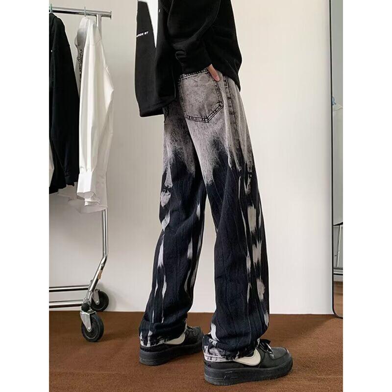 【LGHシリーズ】★デニムパンツ★ ボトムス ズボン 男女兼用 メンズ 絞り染め おしゃれ ブラック 黒い ジーンズ - ChinChic