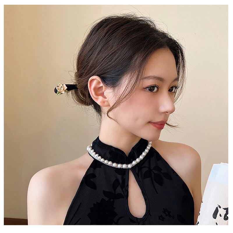 【LIAOYUANシリーズ】★チャイナ風髪飾り 簪 1個★ レディースアクセサリー シンプル 可愛い 花 誕生日 プレゼント 彼女 - ChinChic