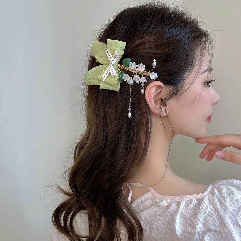 【LIAOYUANシリーズ】★チャイナ風髪飾り★ 古風 レディースアクセサリー すずらん 鈴蘭 ヘアピン 可愛い デート - ChinChic