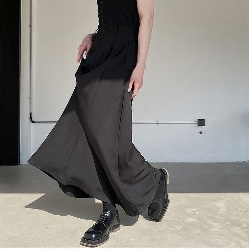 【入画シリーズ】★スカート★ ボトムス 男女兼用 メンズ 無地 ブラック 黒 春夏 合わせやすい ゆったり M L XL - ChinChic