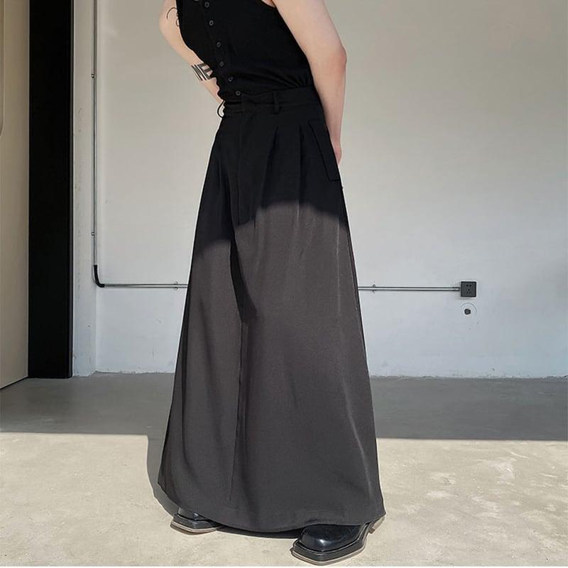 【入画シリーズ】★スカート★ ボトムス 男女兼用 メンズ 無地 ブラック 黒 春夏 合わせやすい ゆったり M L XL - ChinChic