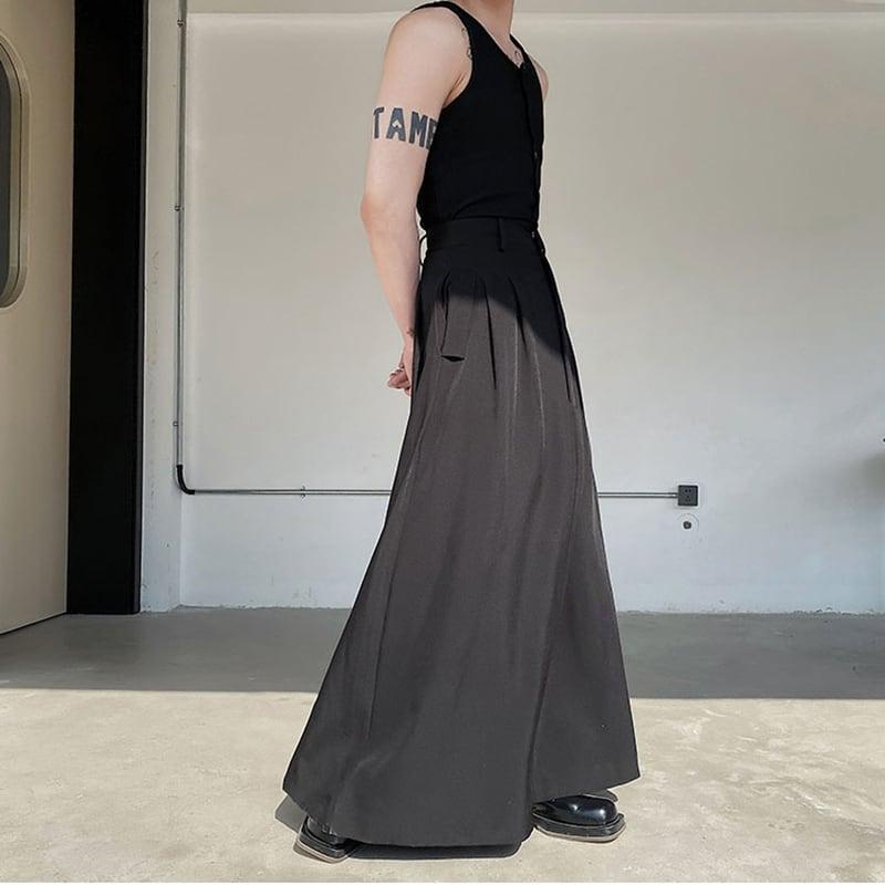 【入画シリーズ】★スカート★ ボトムス 男女兼用 メンズ 無地 ブラック 黒 春夏 合わせやすい ゆったり M L XL - ChinChic