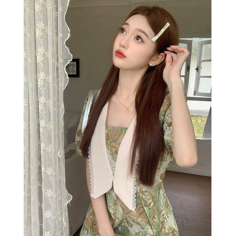 【MEIYIシリーズ】★ワンピース★ 大きいサイズ 切り替え 可愛い 油絵風 夏服 夏ワンピース デート 撮影 通勤 緑 花柄 - ChinChic