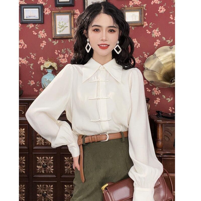 【MISSLIN FASHIONシリーズ】★セットアップ 単品注文★ チャイナ風シャツORスカート グリーン ホワイト 可愛い 合わせやすい - ChinChic