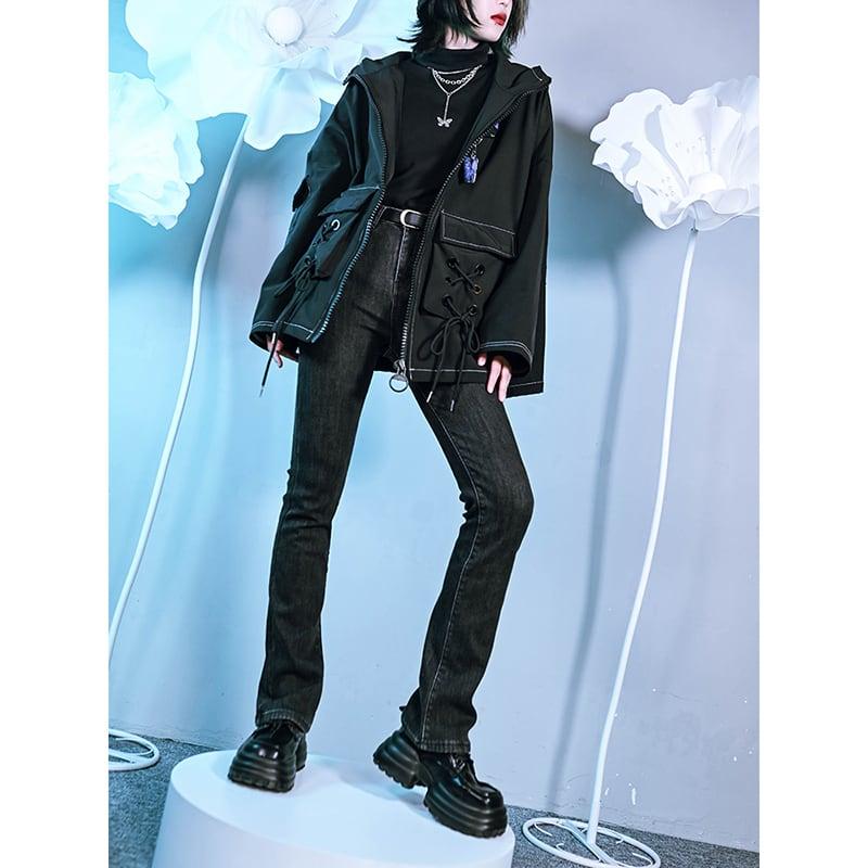 ✿新作!【古怪舍---暗谷シリーズ】★デニムパンツ★ 普通タイプOR裏起毛タイプ 厚て ボトムス ズボン 着痩せ - ChinChic