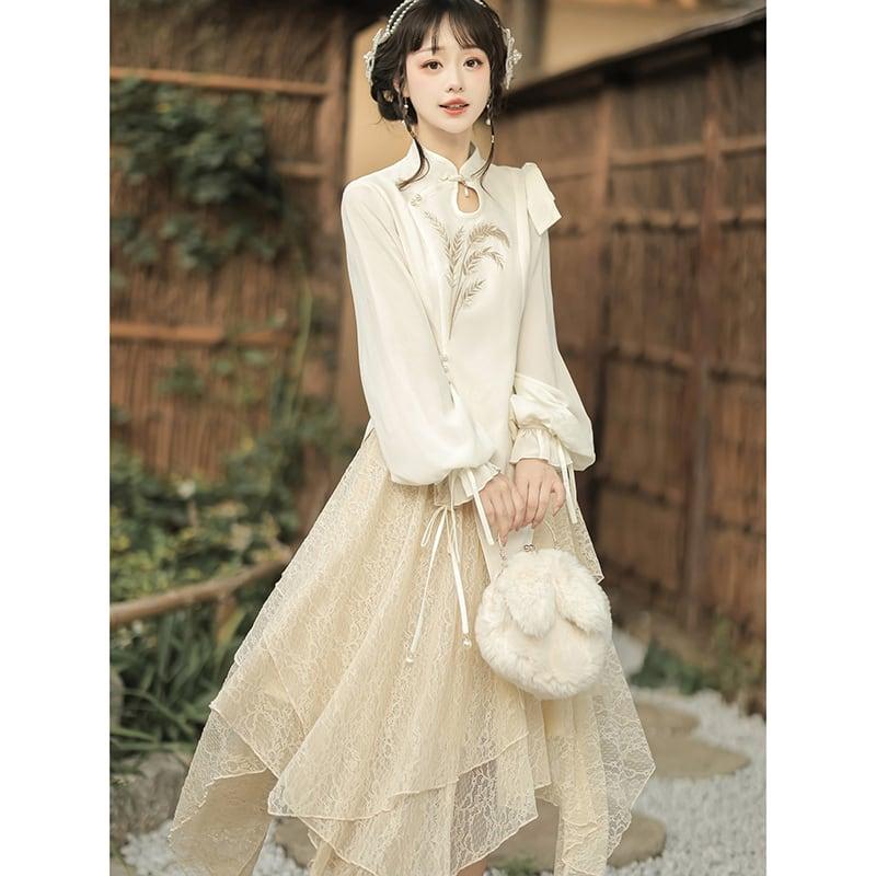 【塵煙雲夢シリーズ】★チャイナ風セットアップ 単品注文★ トップスORスカート 中華服 可愛い ワンピース - ChinChic