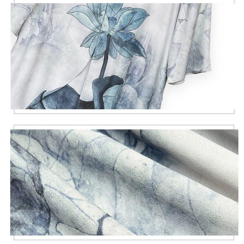 【PEIYAシリーズ】★チャイナ風セットアップ★ 花柄ワンピース+ズボン 大きいサイズ シフォン 涼しい - ChinChic