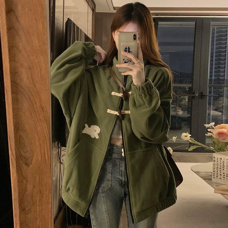 【逃離地球シリーズ】★アウター★ ジャケット おしゃれ 可愛い レディース グリーン 緑 合わせやすい - ChinChic