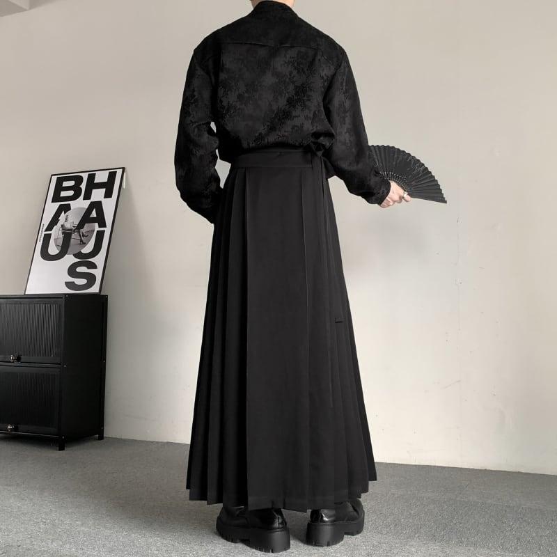 【入画シリーズ】★チャイナ風スカート★ ボトムス 刺繍 竹 まきスカート 漢服スカート チャイナ服 ブラック 黒い - ChinChic