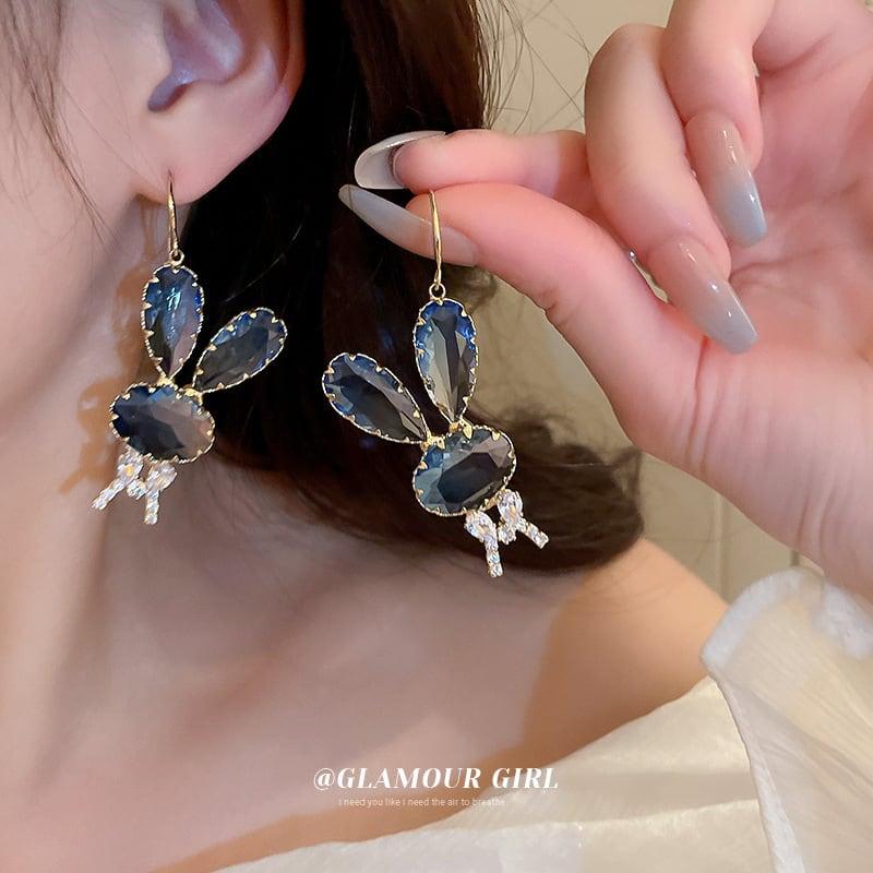 【貝格倫シリーズ】★耳飾り★ ピアス ペア レディース アクセサリー 兎 うさぎ ウサギ ブルー 青 可愛い - ChinChic