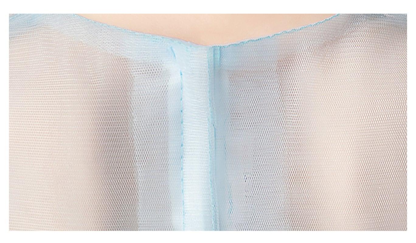 女の子ドレス キッズドレス ラウンドネック 刺繍 五分袖 フォーマル用 演奏会 結婚式 花童 卒業式 子供服 女の子 ワンピース ブルー - ChinChic
