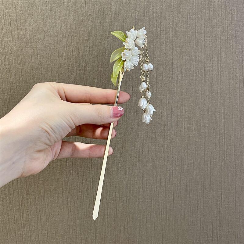 【妙飾佳人シリーズ】★チャイナ風髪飾り 簪★ レディースアクセサリー フリンジ すずらん 花 花火大会 お祭り - ChinChic