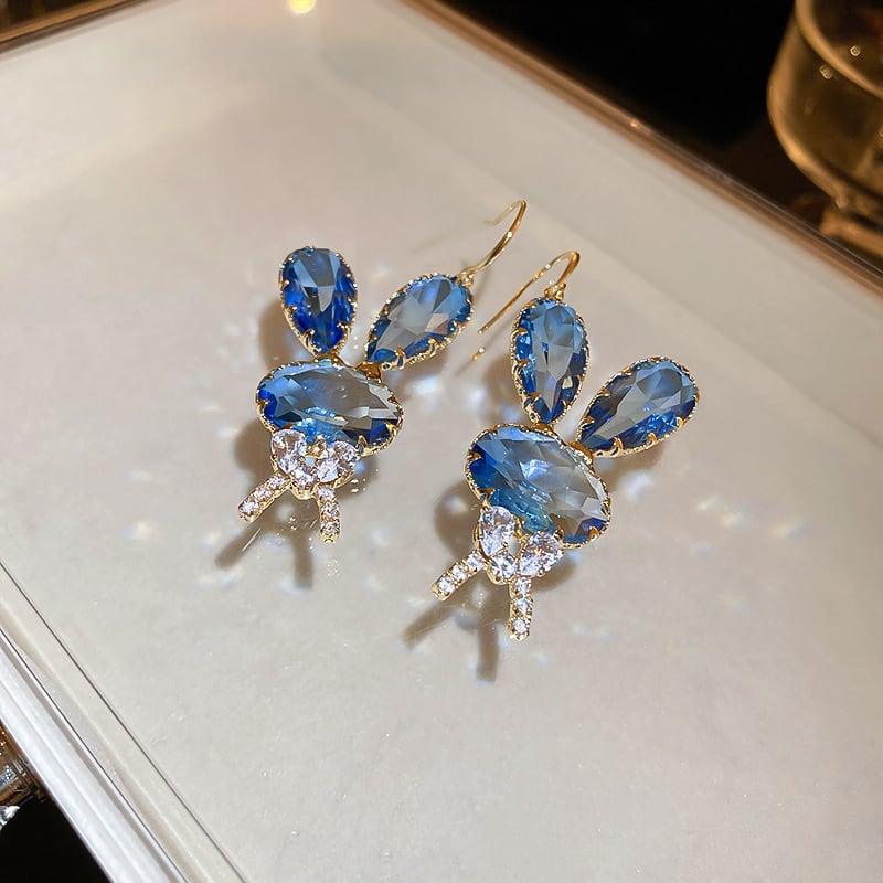 【貝格倫シリーズ】★耳飾り★ ピアス ペア レディース アクセサリー 兎 うさぎ ウサギ ブルー 青 可愛い - ChinChic